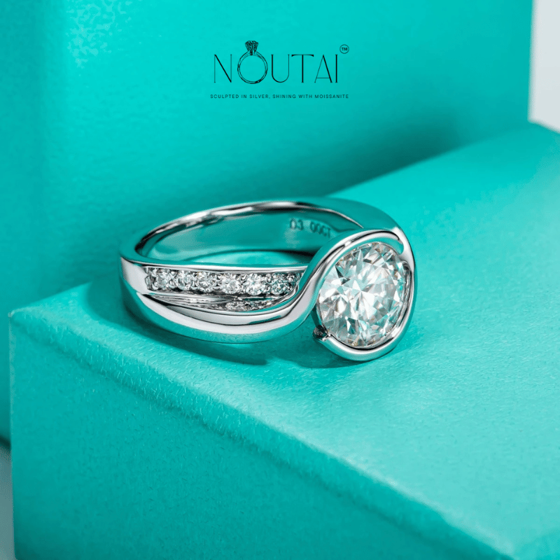 Noutai 3ct D Color Moissanite Engagement Ring – 925 Sterling Silver