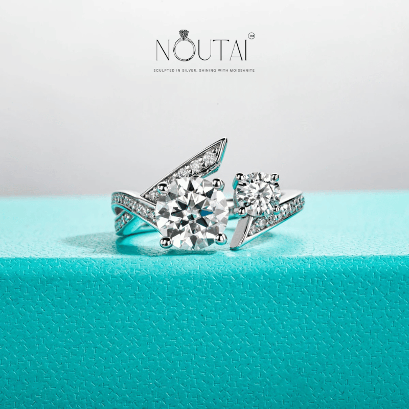 Noutai 2ct D Color Moissanite Victory Engagement Ring – 925 Sterling Silver
