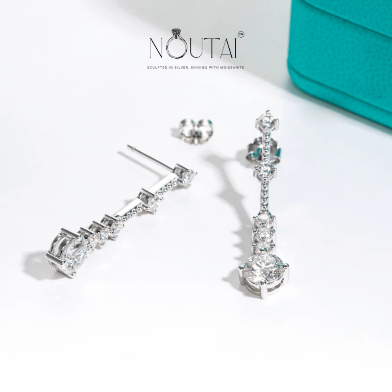 Noutai 2.8cttw Moissanite Drop Earrings – 925 Sterling Silver