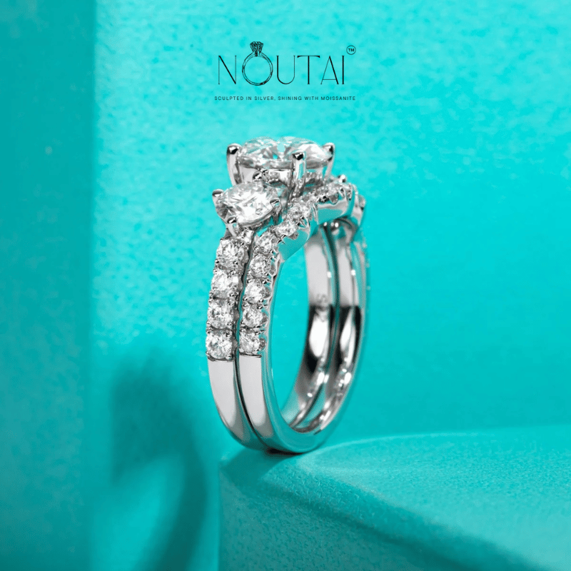 Noutai 3.7cttw D Color Moissanite Bridal Set – 925 Sterling Silver