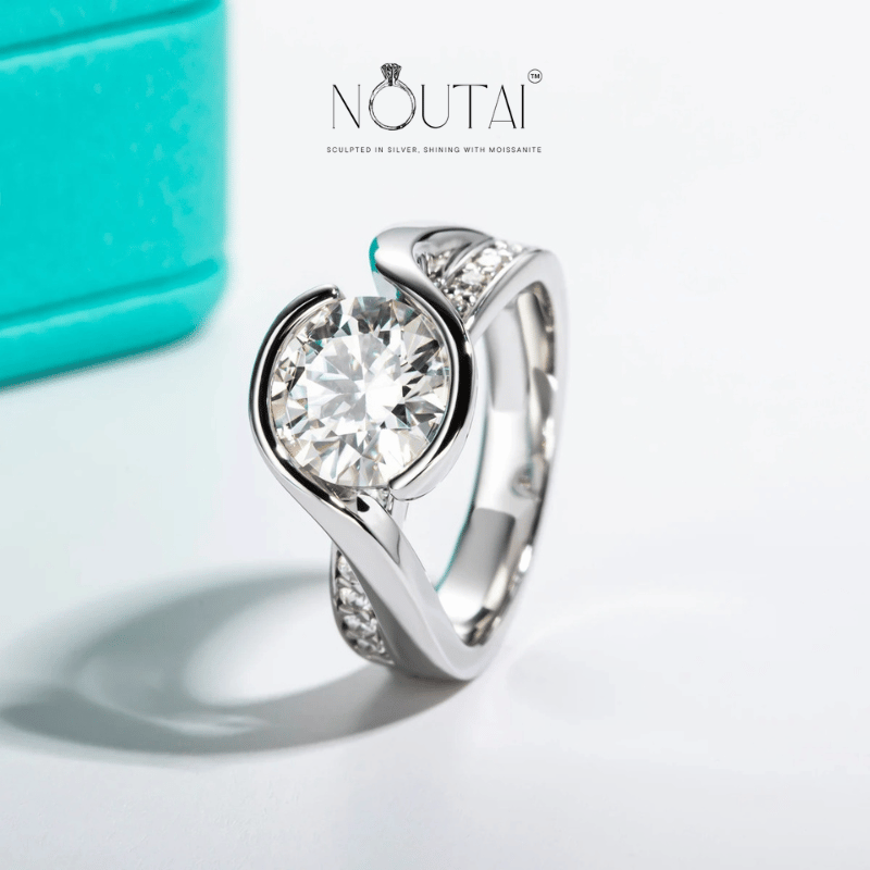 Noutai 3ct D Color Moissanite Engagement Ring – 925 Sterling Silver