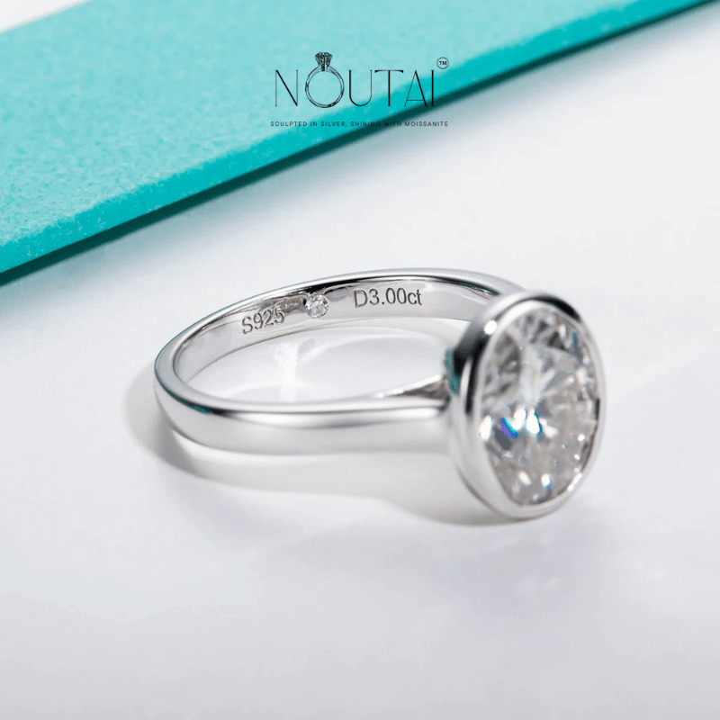 Noutai 3ct D Color Oval Moissanite Engagement Ring – 925 Sterling Silver
