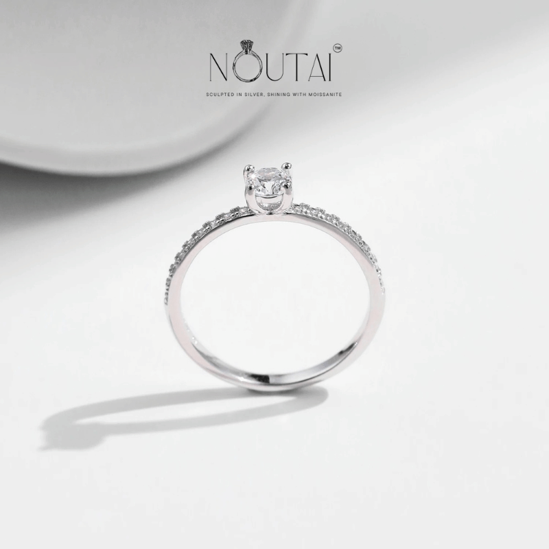 Noutai D Color Delicate Square Moissanite Ring – 925 Sterling Silver