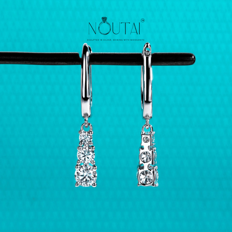 Noutai 1.8cttw D Color Moissanite Dangle Earrings – 925 Sterling Silver