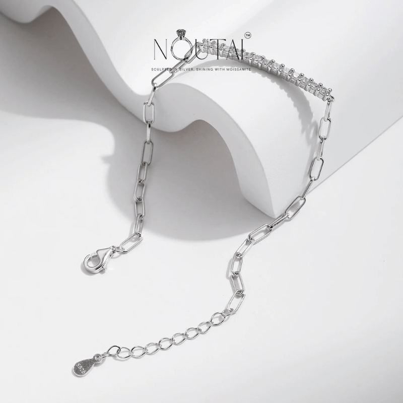 Noutai Sparkling D Color Moissanite Lock Bracelet – 925 Sterling Silver