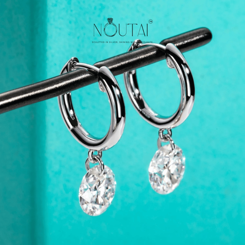 Noutai 4cttw Moissanite Hoop Earrings – 925 Sterling Silver