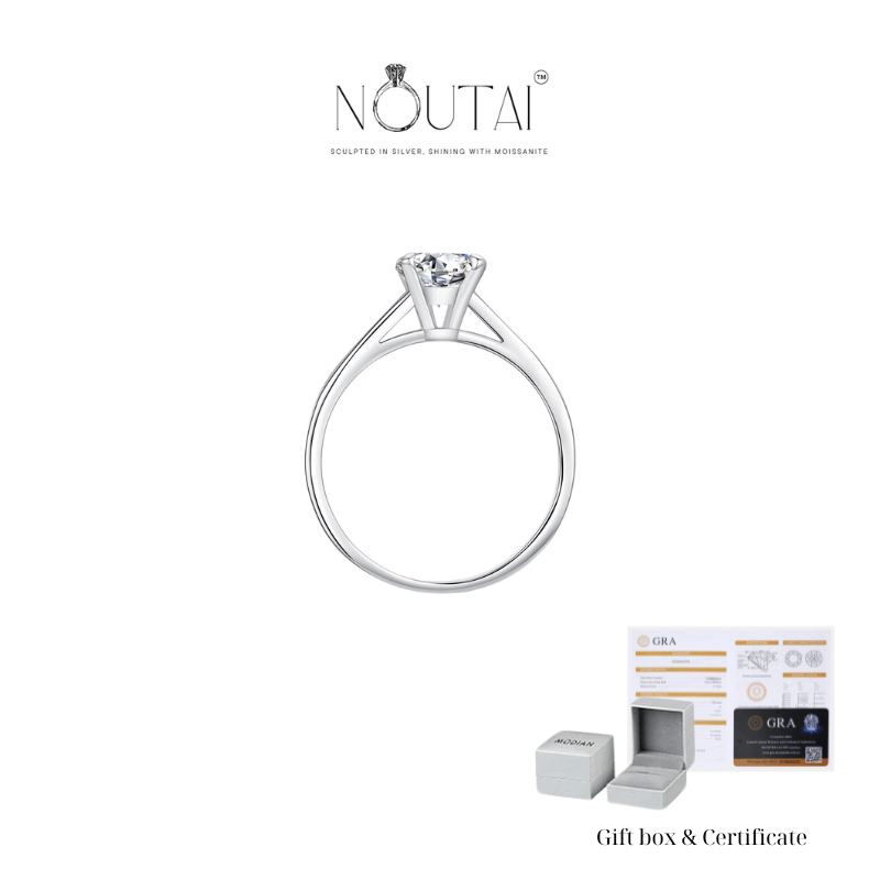 Noutai 1ct D Color Round Moissanite Ring – 925 Sterling Silver