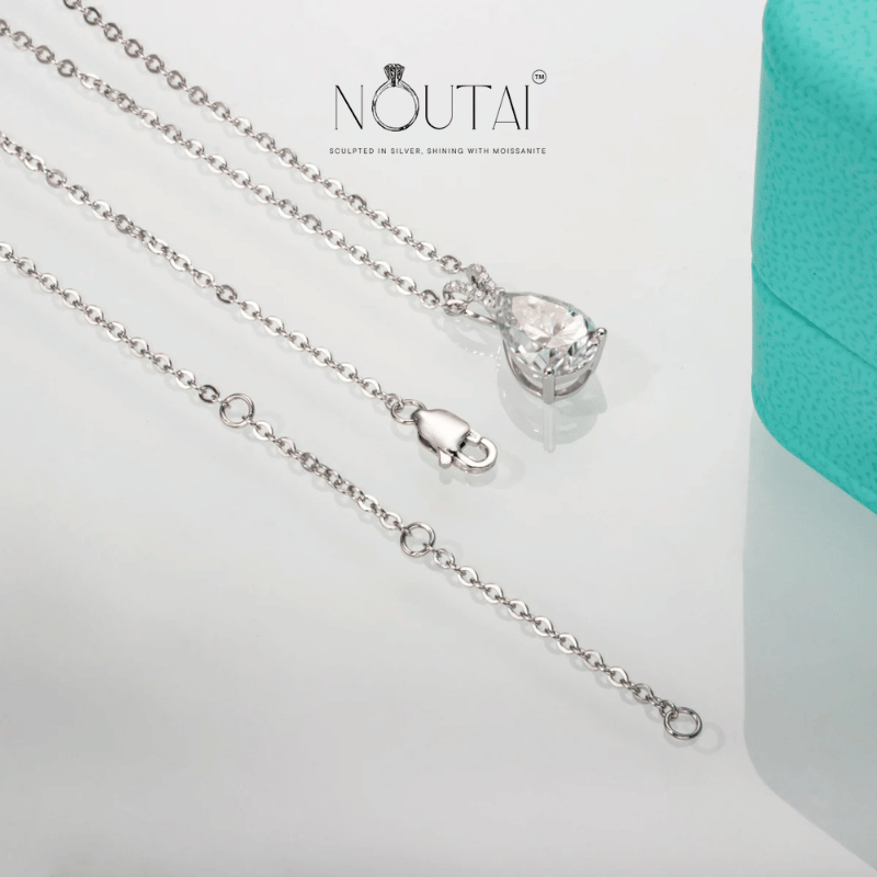 Noutai 2.5ct D Color Pear Cut Moissanite Pendant Necklace – 925 Sterling Silver