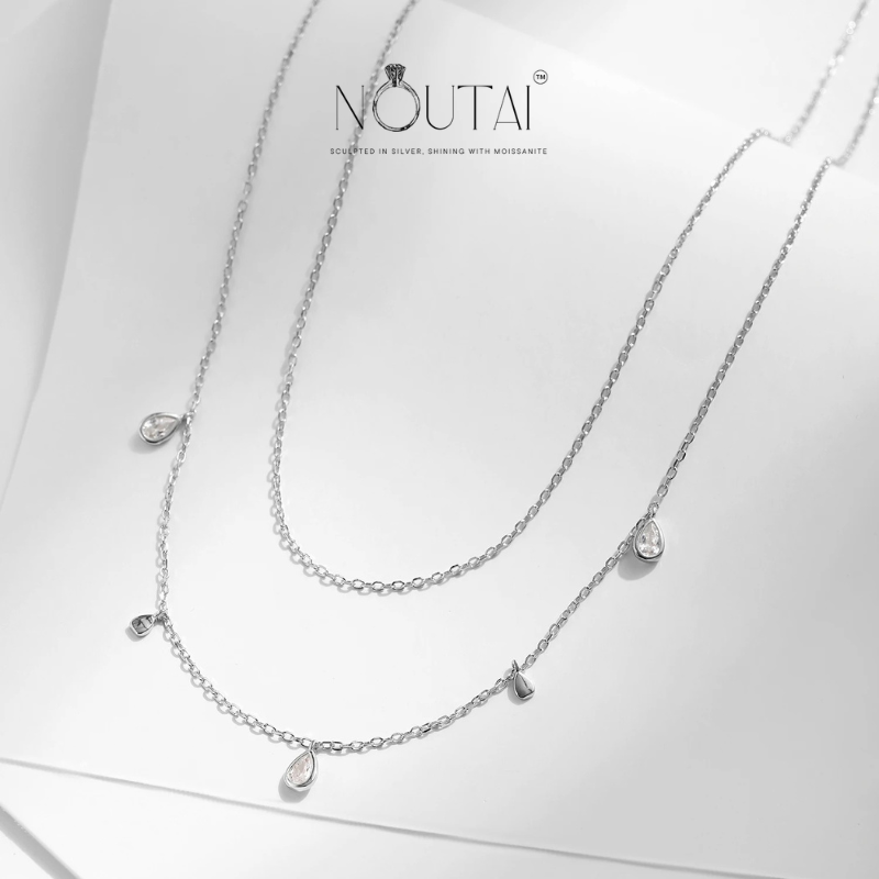 Noutai Pear Shape Moissanite Pendant Necklace – 0.75ct 925 Silver
