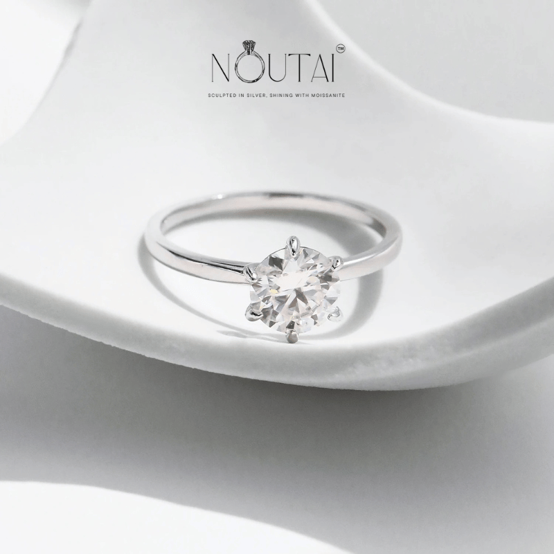 Noutai 1ct Moissanite Lab Diamond Ring – 925 Sterling Silver Platinum Plated