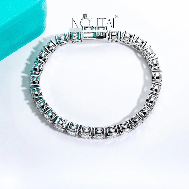 Noutai 3mm 5.2-6.5cttw D Color Moissanite Tennis Bracelet – 925 Sterling Silver
