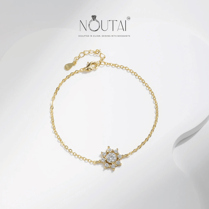 Noutai 0.5ct VVS1 D Color Moissanite Snowflake Bracelet – 925 Silver