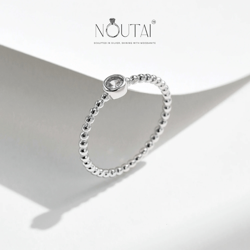 Noutai Bezel Setting Moissanite Stackable Ring – 925 Sterling Silver