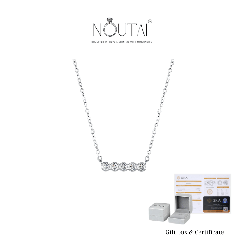 Noutai D Color Moissanite Stackable Pendant Necklace – 925 Sterling Silver