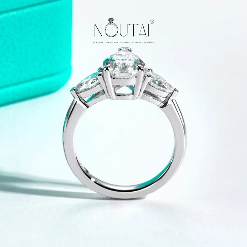 Noutai 4cttw Pear Cut D Color Moissanite Engagement Ring – 925 Sterling Silver