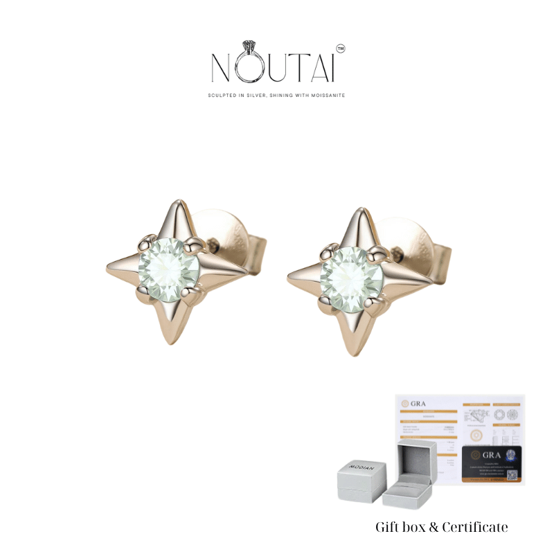 Noutai 0.3ct D Color Moissanite Ear Studs – 925 Sterling Silver Fine Jewelry
