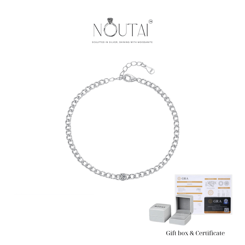 Noutai D Color VVS1 Moissanite Round Bracelet – 925 Sterling Silver