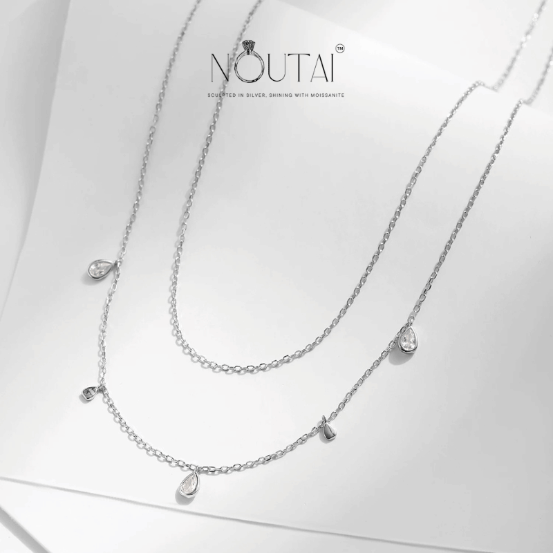 Noutai D Color Moissanite Double Layer Pendant – 0.3ct 925 Silver