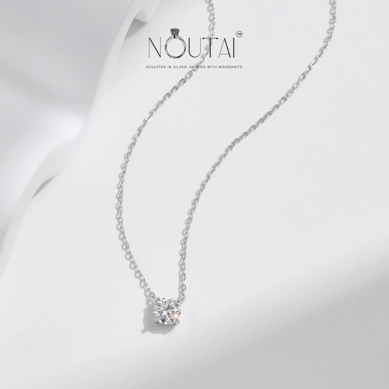 Noutai 0.8ct D Color Moissanite Pendant Necklace – 925 Sterling Silver