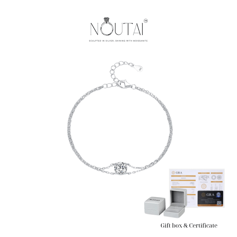 Noutai 1ct D Color Moissanite Double Layer Bracelet – 925 Sterling Silver