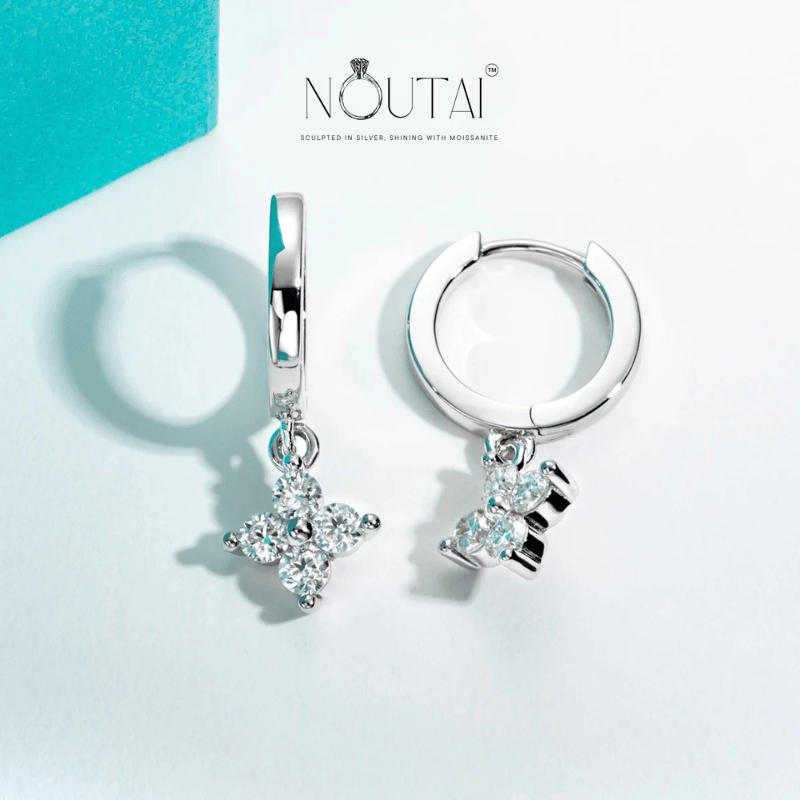 Noutai 3mm Moissanite Huggie Hoop Earrings – 925 Sterling Silver