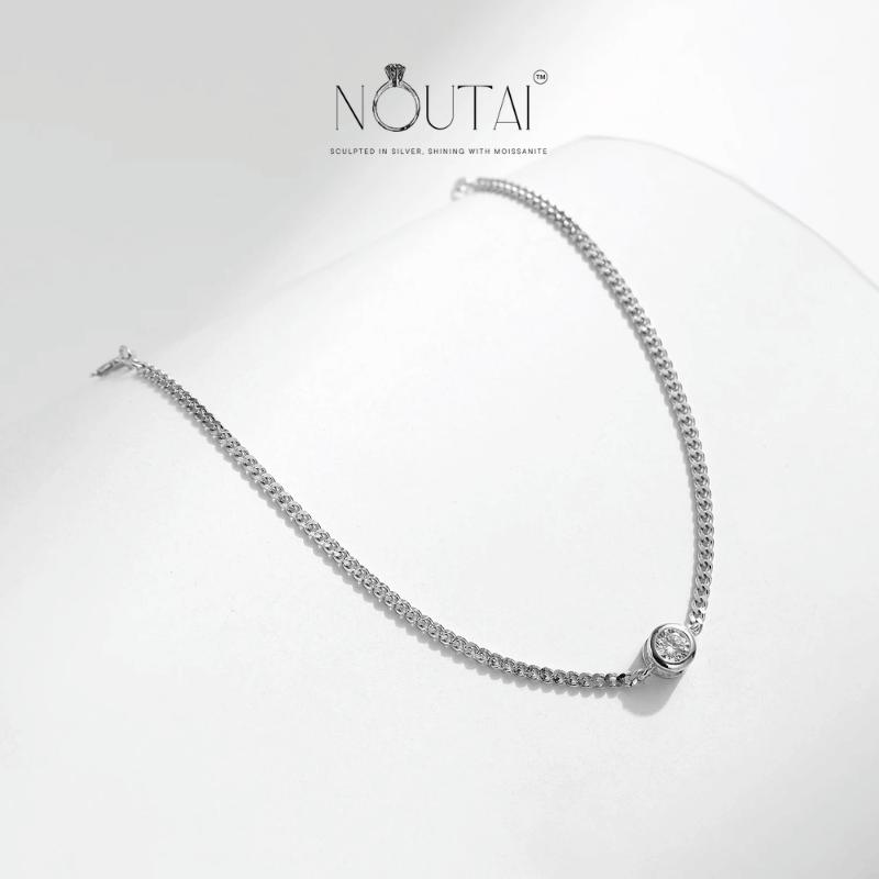 Noutai 0.25ct Moissanite Bezel Bracelet – 925 Sterling Silver