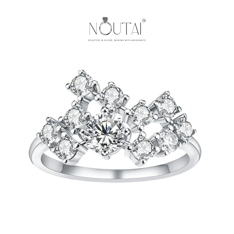 Noutai 1.5ct Round Moissanite Ring – 925 Silver 18K Plated