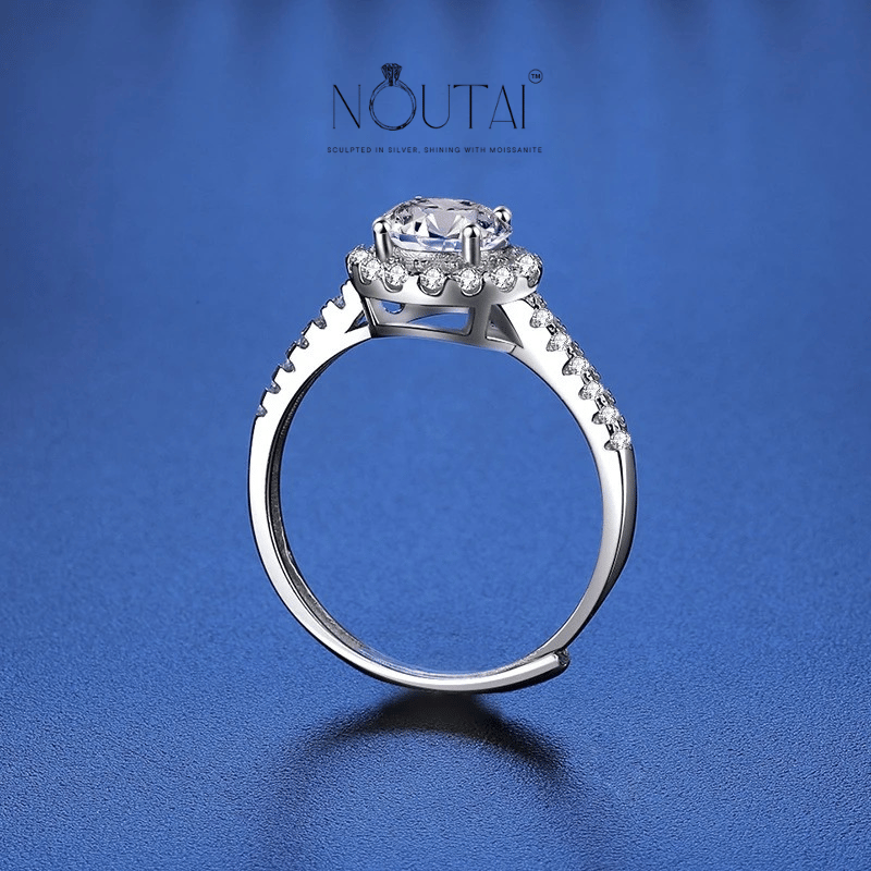 Noutai 0.5-2ct Adjustable Moissanite Ring – 925 Silver