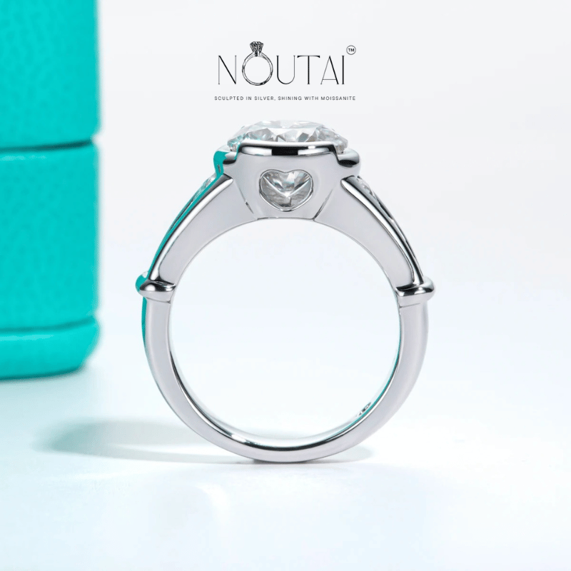 Noutai 3ct Round Cut D Color Moissanite Engagement Ring – 925 Sterling Silver