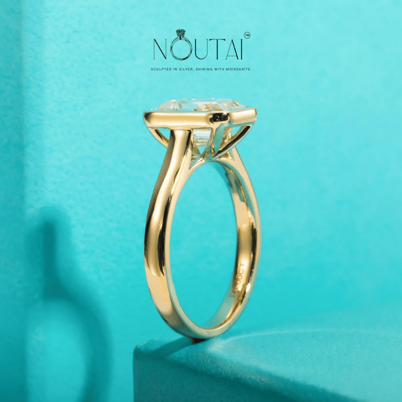 Noutai 3ct Emerald Cut D Color Moissanite Engagement Ring – 925 Sterling Silver