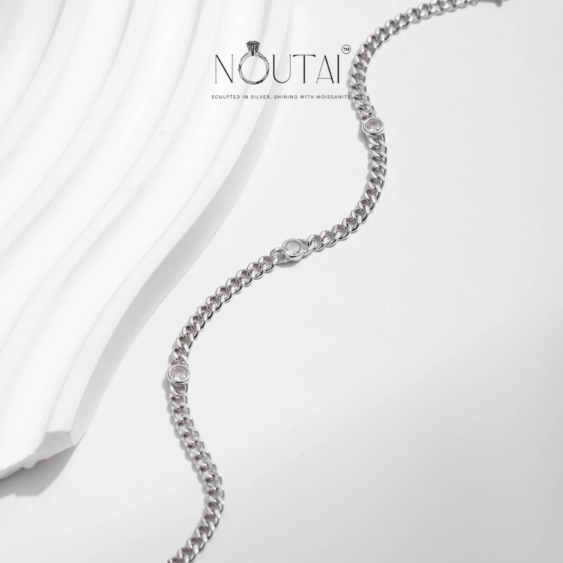 Noutai D Color Round Moissanite Twisted Bracelet – 925 Sterling Silver