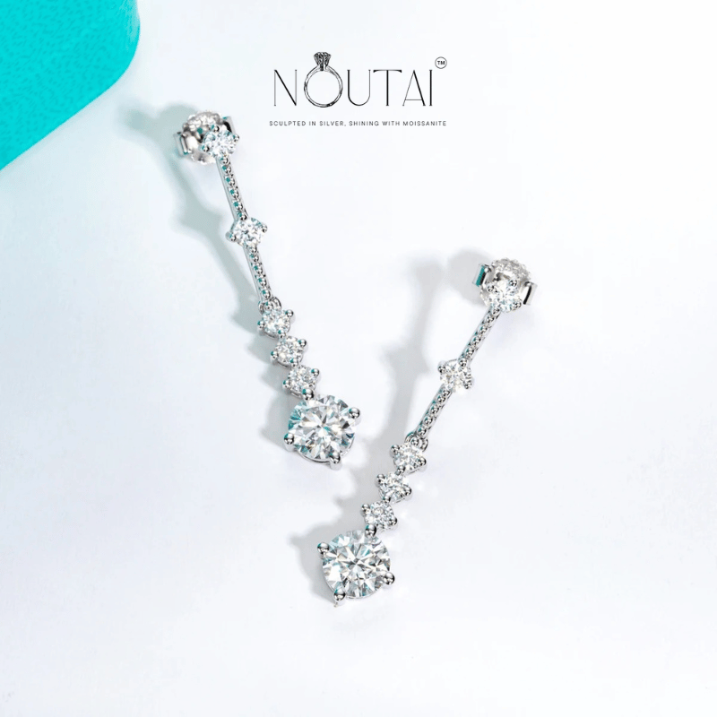 Noutai 2.8cttw Moissanite Drop Earrings – 925 Sterling Silver