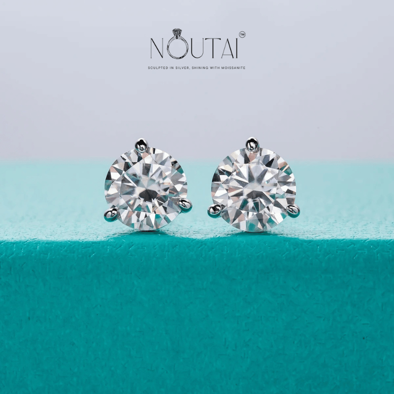 Noutai 2cttw D Color Moissanite Stud Earrings – 925 Sterling Silver
