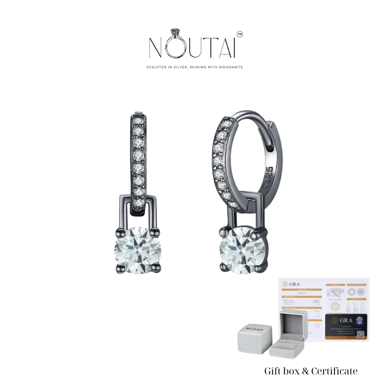 Noutai 0.5ct D Color Light Green Moissanite Hoop Earrings – 925 Sterling Silver