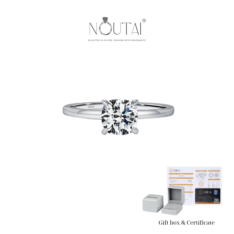 Noutai 1ct Delicate Square Cushion Moissanite Ring – 925 Sterling Silver