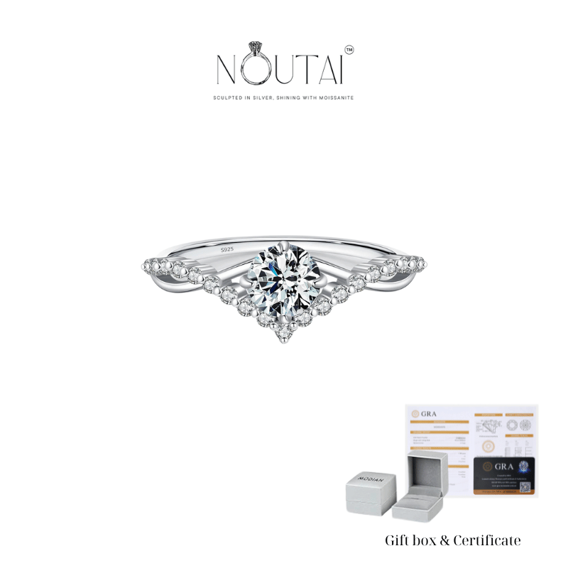 Noutai Crown D Color Moissanite Delicate Lab Diamond Ring – 925 Sterling Silver