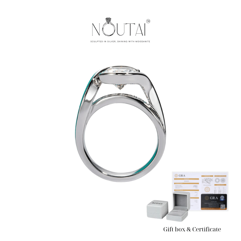 Noutai 3ct D Color Moissanite Engagement Ring – 925 Sterling Silver
