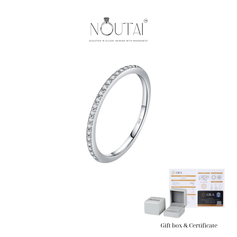 Noutai Simple Eternity Moissanite Ring – 925 Sterling Silver