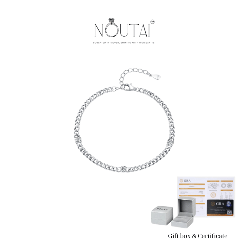 Noutai D Color Round Moissanite Twisted Bracelet – 925 Sterling Silver