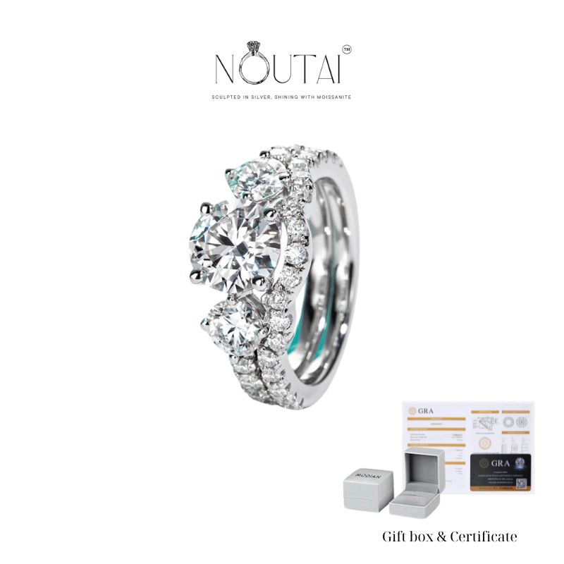 Noutai 3.7cttw D Color Moissanite Bridal Set – 925 Sterling Silver