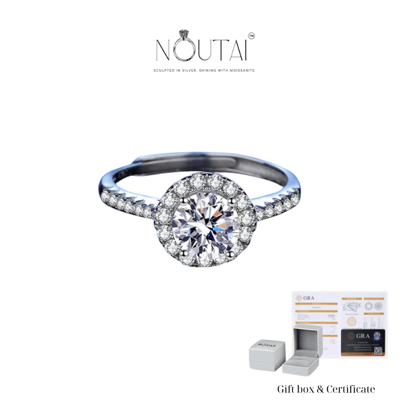 Noutai 0.5-2ct Adjustable Moissanite Ring – 925 Silver