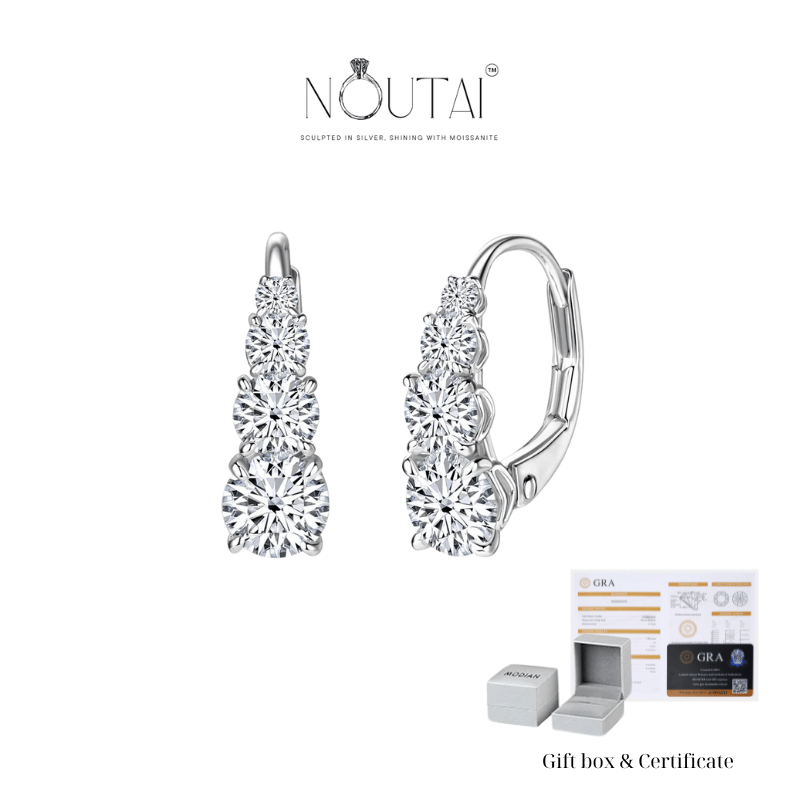 Noutai 1.86cttw Moissanite Hoop Clip Earrings – 925 Sterling Silver