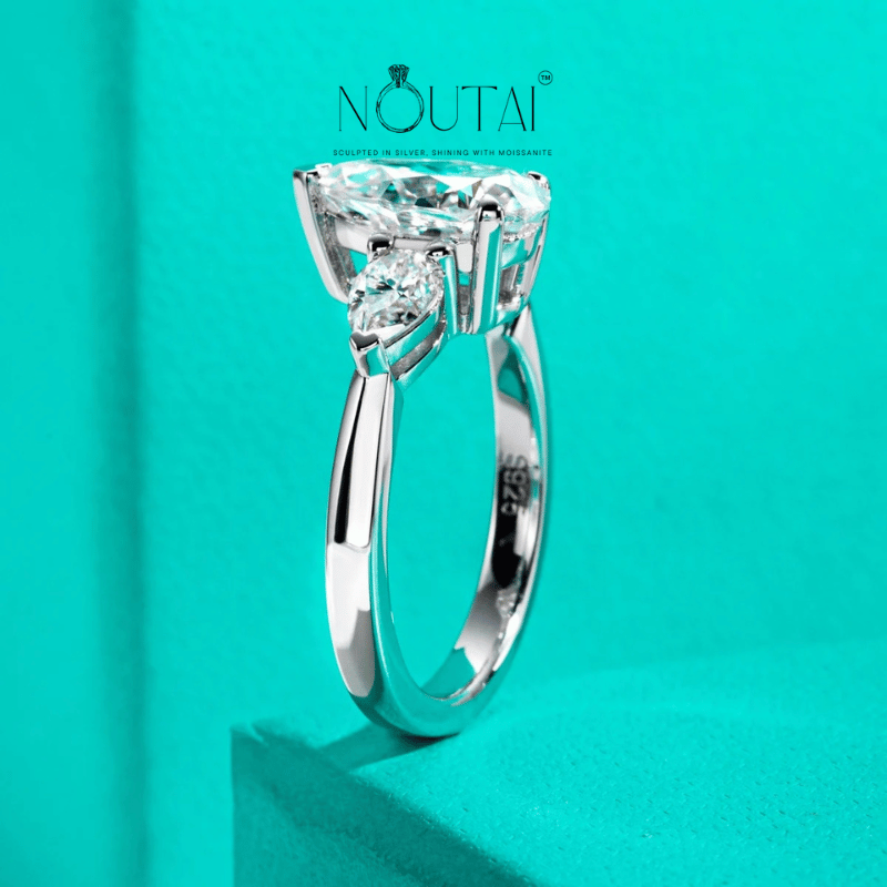 Noutai 4cttw Pear Cut D Color Moissanite Engagement Ring – 925 Sterling Silver
