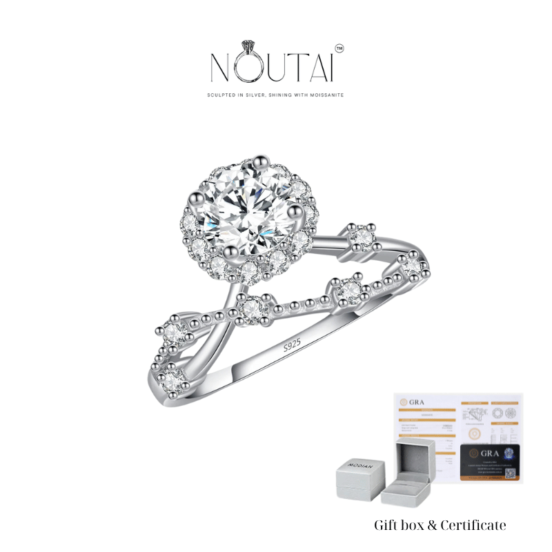 Noutai 0.8ct Moissanite Halo Ring – 925 Sterling Silver