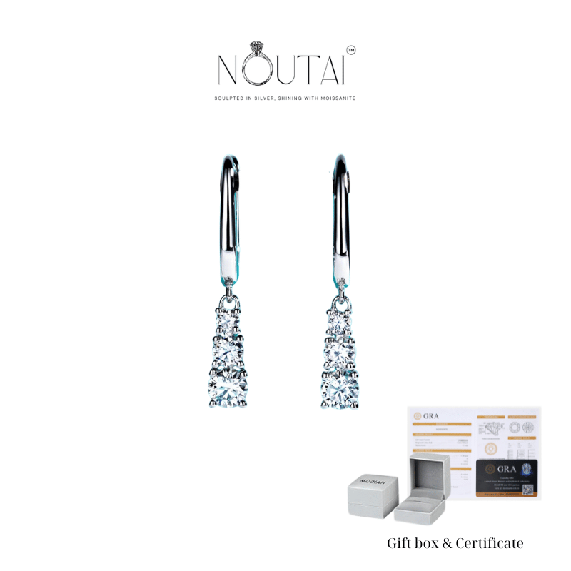 Noutai 1.8cttw D Color Moissanite Dangle Earrings – 925 Sterling Silver