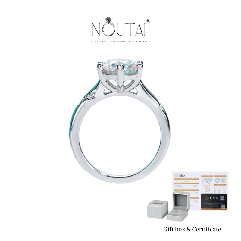 Noutai 3ct Round Cut D Color Moissanite Engagement Ring – 925 Sterling Silver