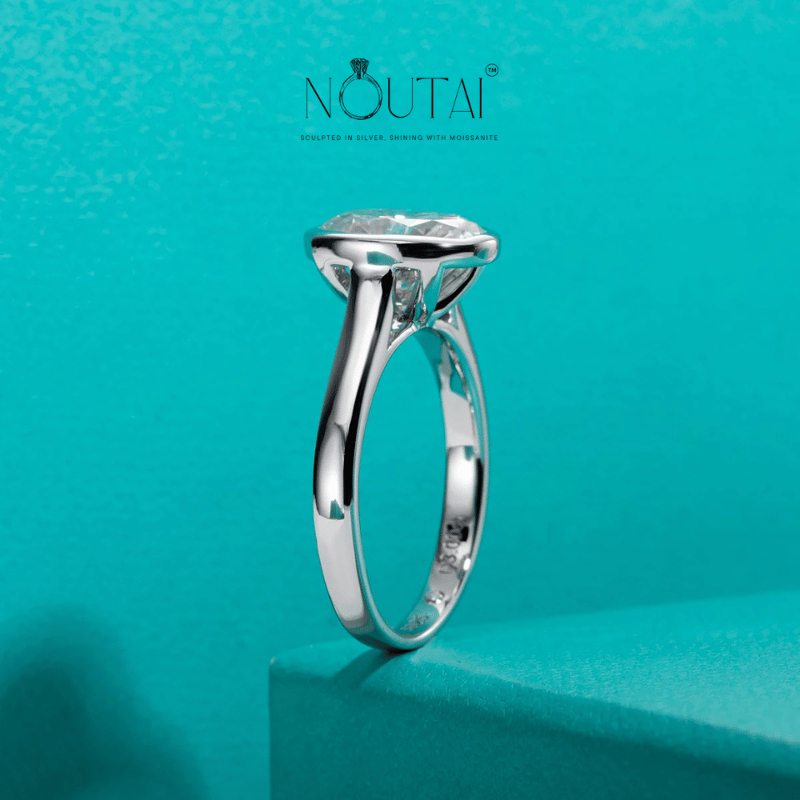 Noutai 3ct D Color Oval Moissanite Engagement Ring – 925 Sterling Silver