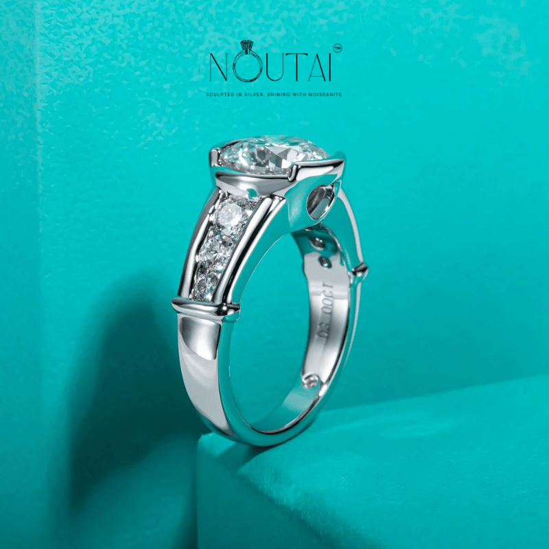 Noutai 3ct Round Cut D Color Moissanite Engagement Ring – 925 Sterling Silver