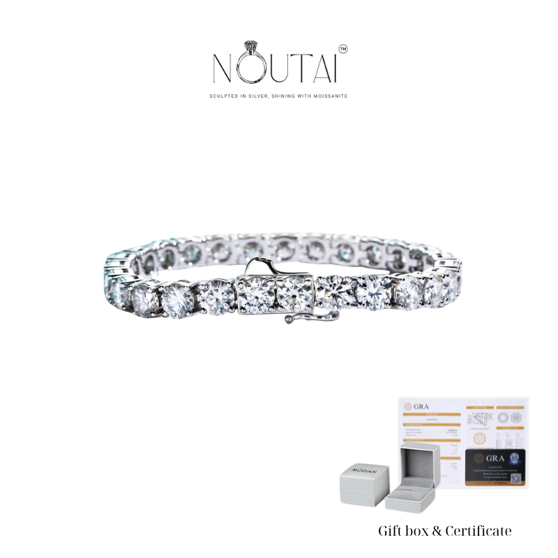 Noutai 3mm 5.2-6.5cttw D Color Moissanite Tennis Bracelet – 925 Sterling Silver