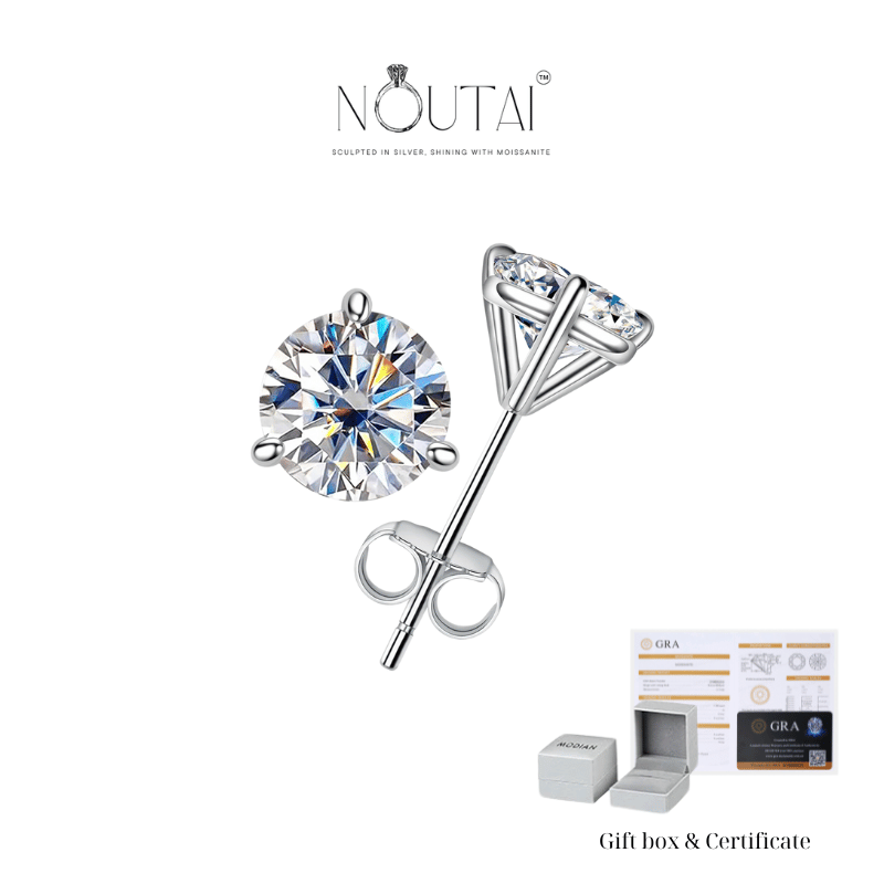 Noutai 2cttw D Color Moissanite Stud Earrings – 925 Sterling Silver